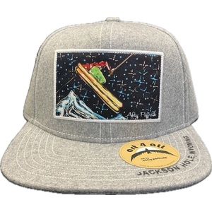 Gray Jackson Hole Cap with Skiing Design